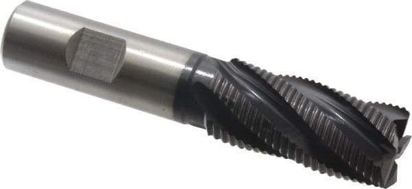 Accupro - 7/8" Diam, Fine Pitch, 1-7/8" LOC, 5 Flute Powdered Metal Corner Chamfer Roughing End Mill - TiAlN Finish, 4-1/8" OAL, 3/4" Shank Diam, Single End, Centercutting, 30° Helix - USA Tool & Supply