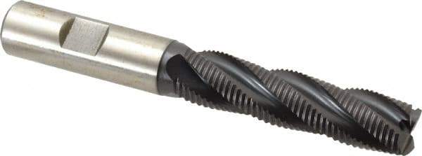 Accupro - 5/8" Diam, Fine Pitch, 2-1/2" LOC, 4 Flute Powdered Metal Corner Chamfer Roughing End Mill - TiAlN Finish, 4-5/8" OAL, 5/8" Shank Diam, Single End, Centercutting, 30° Helix - USA Tool & Supply