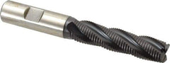 Accupro - 5/8" Diam, Fine Pitch, 2-1/2" LOC, 4 Flute Powdered Metal Corner Chamfer Roughing End Mill - TiAlN Finish, 4-5/8" OAL, 5/8" Shank Diam, Single End, Centercutting, 30° Helix - USA Tool & Supply