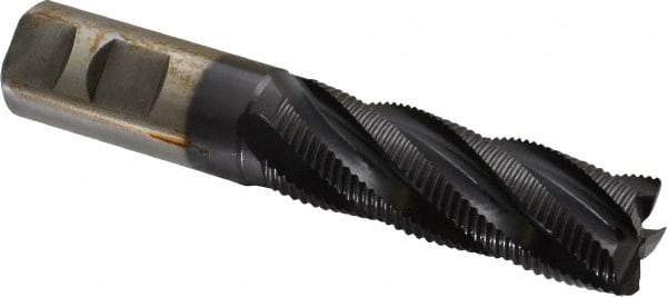 Accupro - 1" Diam, Fine Pitch, 3" LOC, 5 Flute Powdered Metal Corner Chamfer Roughing End Mill - TiAlN Finish, 5-1/2" OAL, 1" Shank Diam, Single End, Centercutting, 30° Helix - USA Tool & Supply
