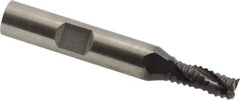Accupro - 1/4" Diam, Coarse Pitch, 5/8" LOC, 3 Flute Powdered Metal Corner Chamfer Roughing End Mill - TiAlN Finish, 2-7/16" OAL, 3/8" Shank Diam, Single End, Centercutting, 30° Helix - USA Tool & Supply