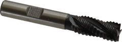 Accupro - 7/16" Diam, Coarse Pitch, 1" LOC, 4 Flute Powdered Metal Corner Chamfer Roughing End Mill - TiAlN Finish, 2-11/16" OAL, 3/8" Shank Diam, Single End, Centercutting, 30° Helix - USA Tool & Supply