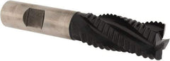Accupro - 3/4" Diam, Coarse Pitch, 1-5/8" LOC, 4 Flute Powdered Metal Corner Chamfer Roughing End Mill - TiAlN Finish, 3-3/4" OAL, 5/8" Shank Diam, Single End, Centercutting, 30° Helix - USA Tool & Supply