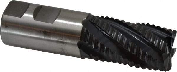 Accupro - 1-1/4" Diam, Coarse Pitch, 2" LOC, 6 Flute Powdered Metal 45° Corner Chamfer Roughing End Mill - TiAlN Finish, 4-1/2" OAL, 1-1/4" Shank Diam, Single End, Centercutting, 30° Helix - USA Tool & Supply