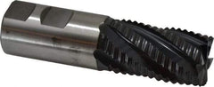 Accupro - 1-1/4" Diam, Coarse Pitch, 2" LOC, 6 Flute Powdered Metal 45° Corner Chamfer Roughing End Mill - TiAlN Finish, 4-1/2" OAL, 1-1/4" Shank Diam, Single End, Centercutting, 30° Helix - USA Tool & Supply