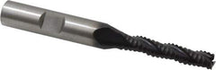 Accupro - 1/4" Diam, Coarse Pitch, 1-1/4" LOC, 3 Flute Powdered Metal Corner Chamfer Roughing End Mill - TiAlN Finish, 3-1/16" OAL, 3/8" Shank Diam, Single End, Centercutting, 30° Helix - USA Tool & Supply