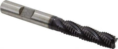 Accupro - 3/8" Diam, Coarse Pitch, 1-1/2" LOC, 4 Flute Powdered Metal Corner Chamfer Roughing End Mill - TiAlN Finish, 3-1/4" OAL, 3/8" Shank Diam, Single End, Centercutting, 30° Helix - USA Tool & Supply