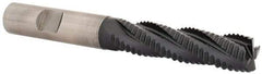 Accupro - 1/2" Diam, Coarse Pitch, 2" LOC, 4 Flute Powdered Metal Corner Chamfer Roughing End Mill - TiAlN Finish, 4" OAL, 1/2" Shank Diam, Single End, Centercutting, 30° Helix - USA Tool & Supply
