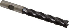 Accupro - 1/2" Diam, Coarse Pitch, 3" LOC, 4 Flute Powdered Metal Corner Chamfer Roughing End Mill - TiAlN Finish, 5" OAL, 1/2" Shank Diam, Single End, Centercutting, 30° Helix - USA Tool & Supply