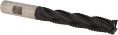 Accupro - 5/8" Diam, Coarse Pitch, 3-1/8" LOC, 4 Flute Powdered Metal Corner Chamfer Roughing End Mill - TiAlN Finish, 5-1/4" OAL, 5/8" Shank Diam, Single End, Centercutting, 30° Helix - USA Tool & Supply