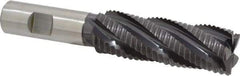Accupro - 1" Diam, Coarse Pitch, 3" LOC, 5 Flute Powdered Metal Corner Chamfer Roughing End Mill - TiAlN Finish, 5-1/4" OAL, 3/4" Shank Diam, Single End, Centercutting, 30° Helix - USA Tool & Supply