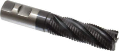 Accupro - 1" Diam, Coarse Pitch, 3" LOC, 5 Flute Powdered Metal Corner Chamfer Roughing End Mill - TiAlN Finish, 5-1/2" OAL, 1" Shank Diam, Single End, Centercutting, 30° Helix - USA Tool & Supply
