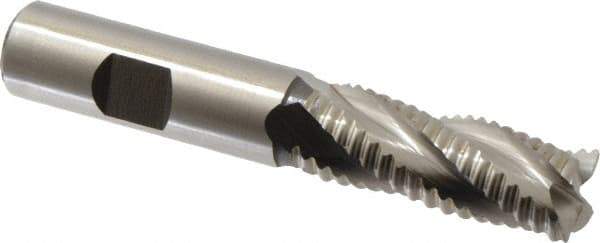 Accupro - 5/8" Diam, Coarse Pitch, 1-5/8" LOC, 4 Flute Powdered Metal Corner Chamfer Roughing End Mill - Uncoated, 3-3/4" OAL, 5/8" Shank Diam, Single End, Centercutting, 30° Helix - USA Tool & Supply