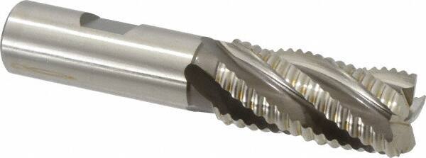Accupro - 7/8" Diam, Coarse Pitch, 1-7/8" LOC, 5 Flute Powdered Metal Corner Chamfer Roughing End Mill - Uncoated, 4-1/8" OAL, 3/4" Shank Diam, Single End, Centercutting, 30° Helix - USA Tool & Supply