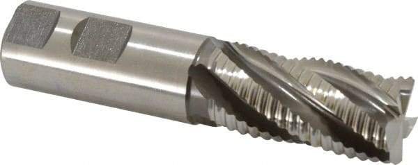 Accupro - 1" Diam, Coarse Pitch, 2" LOC, 5 Flute Powdered Metal Corner Chamfer Roughing End Mill - Uncoated, 4-1/2" OAL, 1" Shank Diam, Single End, Centercutting, 30° Helix - USA Tool & Supply