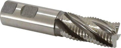 Accupro - 1" Diam, Coarse Pitch, 2" LOC, 5 Flute Powdered Metal Corner Chamfer Roughing End Mill - Uncoated, 4-1/2" OAL, 1" Shank Diam, Single End, Centercutting, 30° Helix - USA Tool & Supply