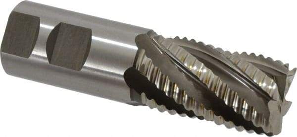 Accupro - 1-1/4" Diam, Coarse Pitch, 2" LOC, 6 Flute Powdered Metal Corner Chamfer Roughing End Mill - Uncoated, 4-1/2" OAL, 1-1/4" Shank Diam, Single End, Centercutting, 30° Helix - USA Tool & Supply