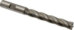 Accupro - 1/2" Diam, Coarse Pitch, 3" LOC, 4 Flute Powdered Metal Corner Chamfer Roughing End Mill - Uncoated, 5" OAL, 1/2" Shank Diam, Single End, Centercutting, 30° Helix - USA Tool & Supply