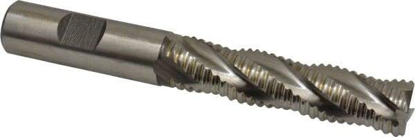 Accupro - 5/8" Diam, Coarse Pitch, 2-1/2" LOC, 4 Flute Powdered Metal Corner Chamfer Roughing End Mill - Uncoated, 4-5/8" OAL, 5/8" Shank Diam, Single End, Centercutting, 30° Helix - USA Tool & Supply