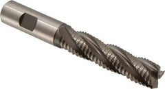Accupro - 3/4" Diam, Coarse Pitch, 3" LOC, 4 Flute Powdered Metal Corner Chamfer Roughing End Mill - Uncoated, 5-1/4" OAL, 3/4" Shank Diam, Single End, Centercutting, 30° Helix - USA Tool & Supply