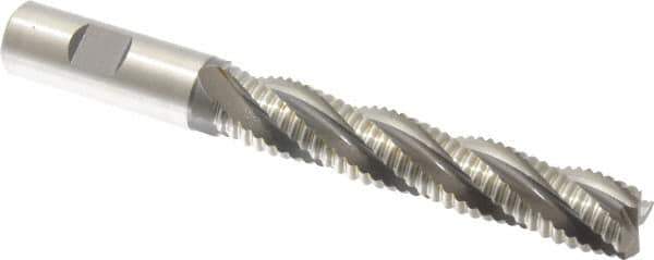 Accupro - 3/4" Diam, Coarse Pitch, 4-1/8" LOC, 4 Flute Powdered Metal Corner Chamfer Roughing End Mill - Uncoated, 6-3/8" OAL, 3/4" Shank Diam, Single End, Centercutting, 30° Helix - USA Tool & Supply