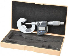 Mitutoyo - 0.4 to 1 Inch Measurement, Accuracy Up to 4 micro m, 3 Flutes Measured, Ratchet Stop Thimble, Electronic V Anvil Micrometer - 0.0001 Inch Resolution, Carbide, Data Output, SR44 Battery - USA Tool & Supply