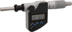 Mitutoyo - 0 to 25.4mm Range, 6.35mm Spindle Diameter, 156.5mm OAL, Flat Spindle Electronic Micrometer Head - 0.00005" Resolution, 0.0001" Accuracy, Carbide Measuring Face, Data Output - USA Tool & Supply