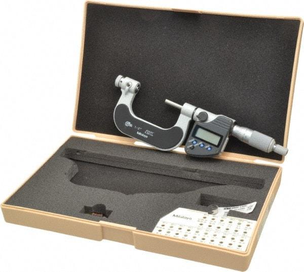 Mitutoyo - 1 to 2" Range, Digital Counter, Electronic Screw Thread Micrometer - Ratchet Stop Thimble, 0.001" Graduation, 0.0002" Accuracy - USA Tool & Supply