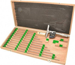 Mitutoyo - 0 to 304.8mm Range, 4" Base Length, 12 Rods, Ratchet Stop Thimble, Electronic Depth Micrometer - No Water Resistance Rating, 0.00005" Resolution, Accurate to 0.00012", 0.157" Rod Diam, SR44 Battery, Data Output - USA Tool & Supply