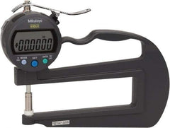 Mitutoyo - 0mm to 10mm Measurement, 0.01mm Resolution Electronic Thickness Gage - Accurate up to 0.001", 1.5 N Measuring Force - USA Tool & Supply