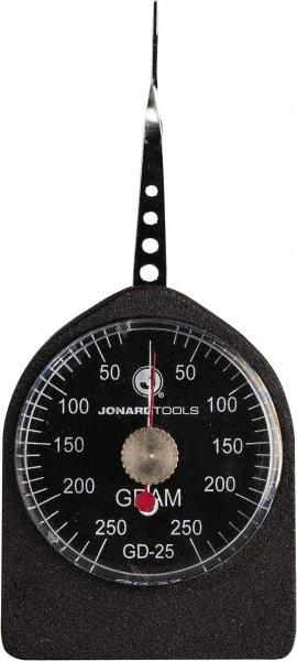 Jonard Tools - 0.55 Lb. Capacity, Mechanical Tension and Compression Force Gage - 10 gf Resolution, Aluminum Housing - USA Tool & Supply