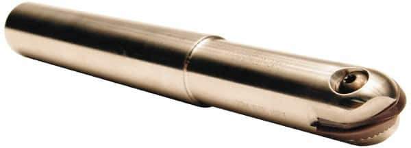 Tool-Flo - 1" Cut Diam, 1-3/4" Max Depth of Cut, 1" Shank Diam, 6.281" OAL, Indexable Ball Nose End Mill - 1-3/4" Head Length, Straight Shank, TNBS Toolholder, TBNR 1000 Insert - USA Tool & Supply