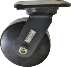 Hamilton - 8" Diam x 3" Wide x 10-1/2" OAH Top Plate Mount Swivel Caster - Phenolic, 3,000 Lb Capacity, Roller Bearing, 5-1/4 x 7-1/4" Plate - USA Tool & Supply