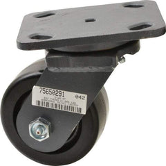 Hamilton - 4" Diam x 2" Wide x 5-5/8" OAH Top Plate Mount Swivel Caster - Phenolic, 800 Lb Capacity, Roller Bearing, 4 x 5" Plate - USA Tool & Supply