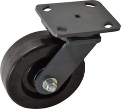 Hamilton - 6" Diam x 2" Wide x 7-1/2" OAH Top Plate Mount Swivel Caster - Phenolic, 1,200 Lb Capacity, Roller Bearing, 4 x 5" Plate - USA Tool & Supply