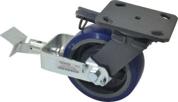 Hamilton - 6" Diam x 2" Wide x 7-1/2" OAH Top Plate Mount Swivel Caster with Brake - Polyurethane, 960 Lb Capacity, Precision Sealed Bearing, 4 x 5" Plate - USA Tool & Supply