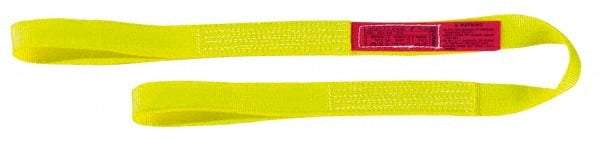 Lift-All - 14' Long x 2" Wide, 6,400 Lb Vertical Capacity, 2 Ply, Nylon Web Sling - 5,000 Lb Choker Capacity, Yellow - USA Tool & Supply