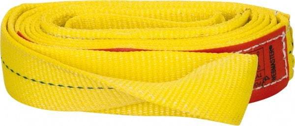 Lift-All - 10' Long x 2" Wide, 3,200 Lb Vertical Capacity, 1 Ply, Polyester Web Sling - 2,500 Lb Choker Capacity, Yellow - USA Tool & Supply