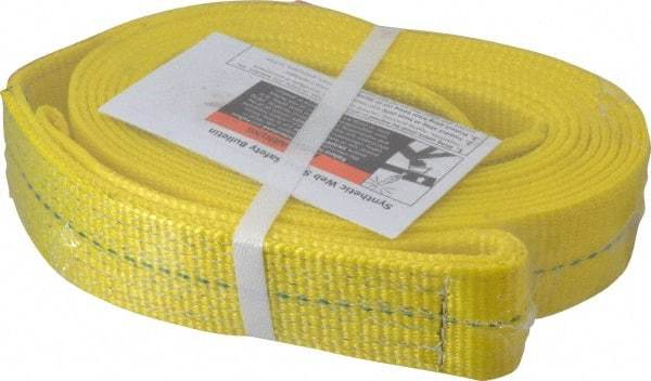 Lift-All - 20' Long x 2" Wide, 3,200 Lb Vertical Capacity, 1 Ply, Polyester Web Sling - 2,500 Lb Choker Capacity, Yellow - USA Tool & Supply