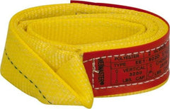 Lift-All - 3' Long x 2" Wide, 3,200 Lb Vertical Capacity, 1 Ply, Polyester Web Sling - 2,500 Lb Choker Capacity, Yellow - USA Tool & Supply