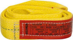 Lift-All - 4' Long x 2" Wide, 3,200 Lb Vertical Capacity, 1 Ply, Polyester Web Sling - 2,500 Lb Choker Capacity, Yellow - USA Tool & Supply