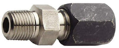 Made in USA - 5/8" OD, Grade 316Stainless Steel Male Connector - 15/16" Hex, Comp x MPT Ends - USA Tool & Supply