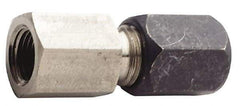 Made in USA - 5/8" OD, Grade 316Stainless Steel Female Connector - 1-1/8" Hex, Comp x FNPT Ends - USA Tool & Supply