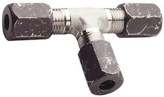 Made in USA - 1/4" OD, Grade 316Stainless Steel Union Tee - -75 to 750°F, 7/16" Hex, Comp x Comp x Comp Ends - USA Tool & Supply
