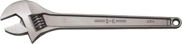 SK - 2-1/4" Jaw Capacity, 18" Standard Adjustable Wrench - Stainless Steel, Chrome Finish, 18" OAL - USA Tool & Supply