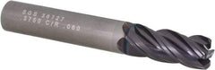 SGS - 3/8", 4 Flute, Single End, Solid Carbide, 0.06" Corner Radius End Mill - 2-1/2" OAL, Right Hand Flute, 7/8" LOC, Right Hand Cut - USA Tool & Supply