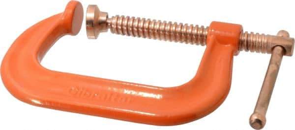 Gibraltar - Regular-Duty 4" Max Opening, 3-1/4" Throat Depth, Forged Steel Standard C-Clamp - 6,200 Lb Capacity, 0" Min Opening, Deep Throat, Copper Plated Screw - USA Tool & Supply