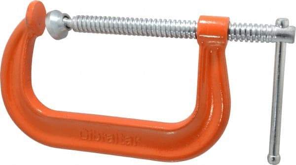 Gibraltar - Regular-Duty 6" Max Opening, 3-1/4" Throat Depth, Forged Steel Standard C-Clamp - 6,600 Lb Capacity, 0" Min Opening, Deep Throat - USA Tool & Supply