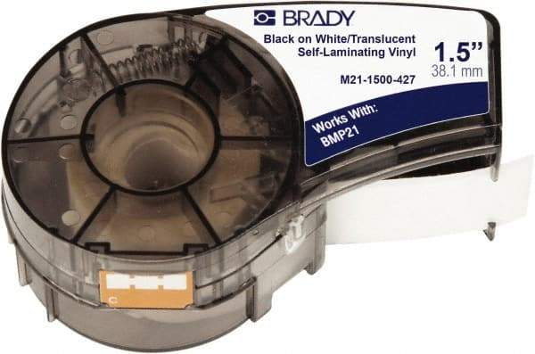 Brady - 1-1/2" Wide, Translucent & White Vinyl Labels - For BMP21 Plus Portable Label Printer, IDPAL Handheld Label Maker - USA Tool & Supply