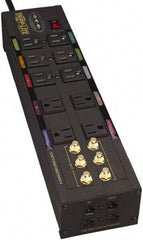 Tripp-Lite - 10 Outlets, 120 VAC15 Amps, 10' Cord, Power Outlet Strip - Floor, Keyhole Mount, 5-15 NEMA Configuration, 3-1/2" Strip - USA Tool & Supply